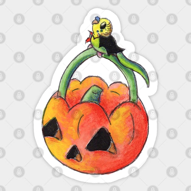 Green Trick or Keet Sticker by KristenOKeefeArt